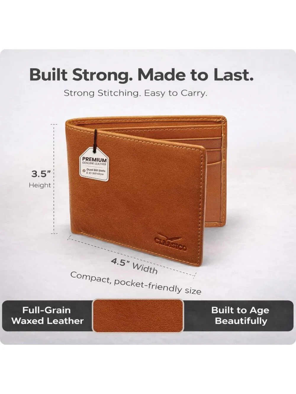 Men's California Dessert Bifold Wallet  9 Total Card Slots Dry Cloth Clean